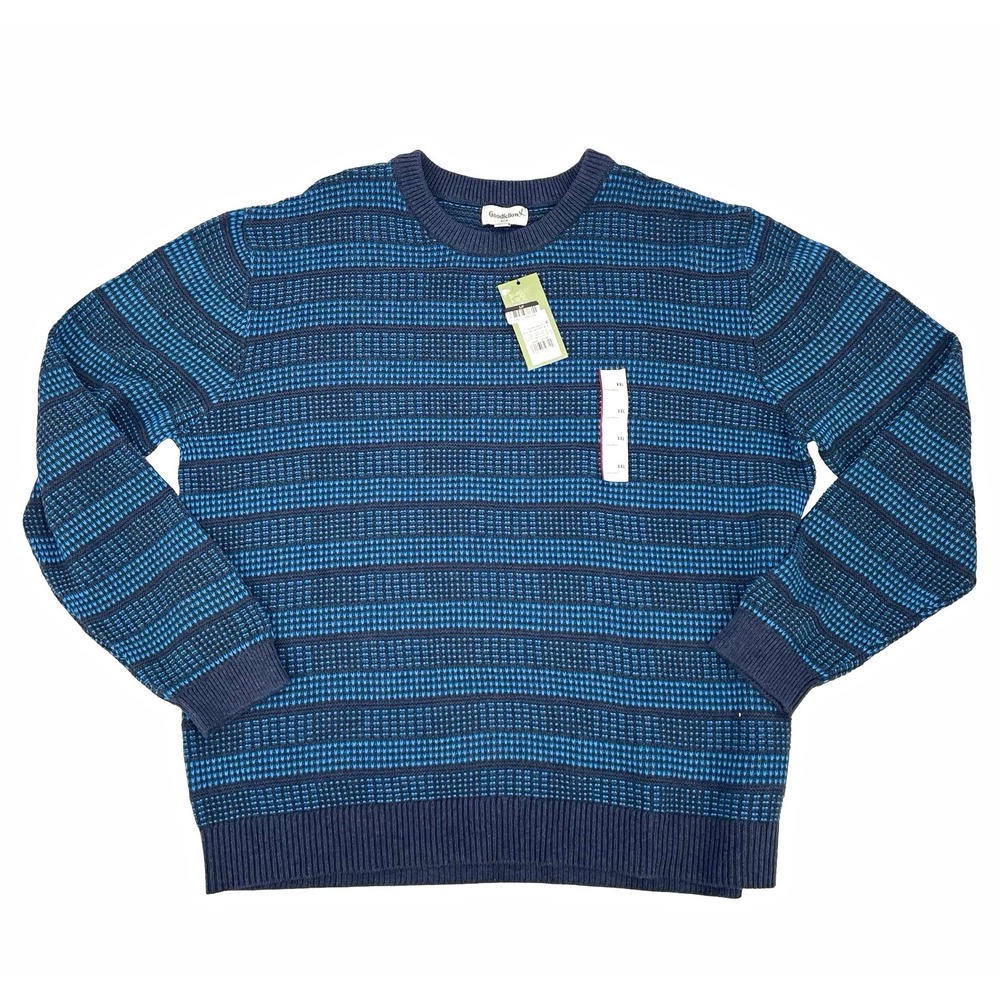 Goodfellow & Co Men's XXL Navy Blue Textured Stripe Crewneck Sweater NWT
